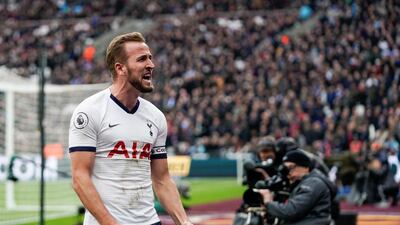 Harry Kane of Tottenham Hotspur celebrates after scoring. AFP
