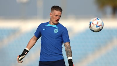 Goalkeeper Jordan Pickford during the England training at Al Wakrah Stadium. Getty