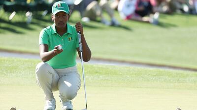 Maya Gaudin competes during the Drive, Chip and Putt Championship at Augusta National Golf Club. AFP