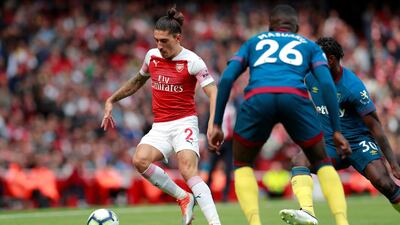 Right-back: Hector Bellerin (Arsenal) – Goes so far forward under Unai Emery that he set up two goals to secure his fellow Spaniard’s first win with his new club. Reuters