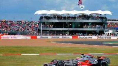 Heikki Kovalainen's McLaren in action during practice at what could be the penultimate British Grand Prix at Silverstone.