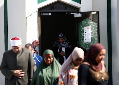 Members of the Muslim community visit Al Noor mosque after it was reopened. Reuters