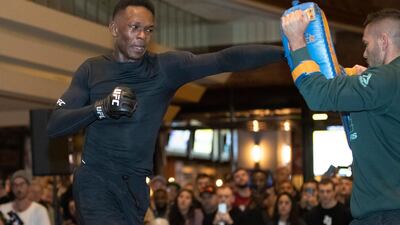 Middleweight champion Israel Adesanya puts his title on the line against Paulo Costa in the main event at UFC 253. AP Photo