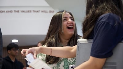 Many pupils and teachers were celebrating the results of years of hard work at Jumeirah College Dubai. Suhail Akram / The National