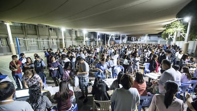 Crowds waiting to get their tickets. Leslie Pableo for The National