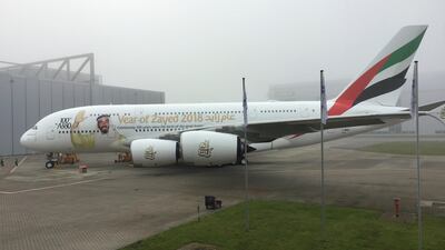 The 100th Emirates A380 with Year of Giving livery. Emmanuel Samoglou / The National