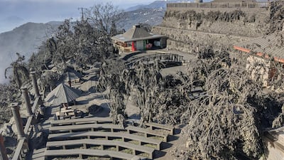 Ashfall after the eruption of the Taal volcano is seen in Tagaytay City, Cavite. Reuters