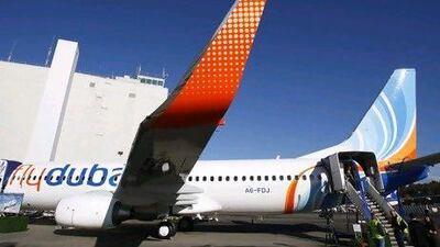 A new Boeing Next Generation 737 jet for FlyDubai sits outside Boeing's manufacturing facility in Renton, Washington.