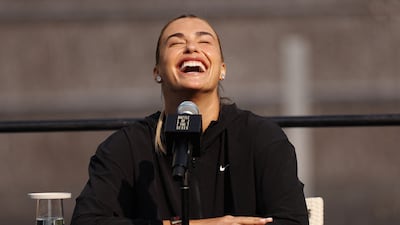 Belarusian tennis player Aryna Sabalenka during the 'Battle of the Sexes' press conference in Dubai. Reuters