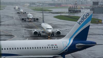 India's airlines handled about 200 million passengers to the end of March as the sector continues to recover from the coronavirus pandemic. Getty Images