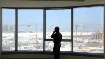 A view from inside the Sun Tower overlooking Reem Island.
