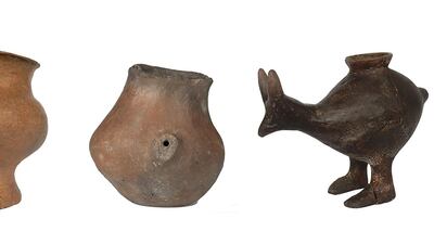 A selection of Late Bronze Age feeding vessels for babies. Vessels are dated to around 1200– 800 BC. AFP