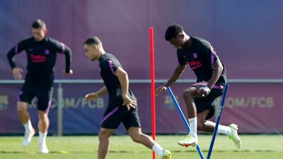 Barcelona's Ansu Fati during training. Reuters