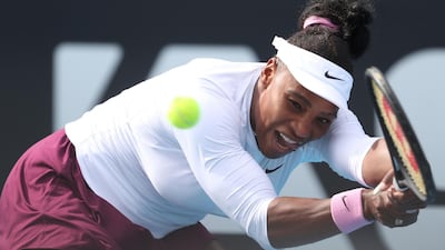 Serena Williams stretches to hit a return during her first round match against Camila Giorgi on Day Two of the 2020 Auckland Classic. AFP