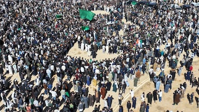 Mourners gather for the funeral of Saif Al Islam Qaddafi, the most prominent son of former Libyan leader Muammar Qaddafi, who was assassinated at the age of 53. EPA