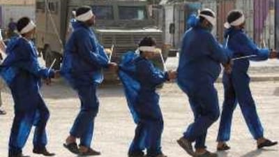 Some of the dozens of Palestinians detained for questioning during an incursion into the Gaza Strip by the Israeli army in April last year.