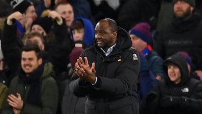 Palace manager Patrick Vieira celebrates after Michael Olise scores. Reuters