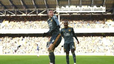 Leicester City forward Jamie Vardy scored the only goal of Tuesday's game against Everton. Jan Kruger / Getty Images