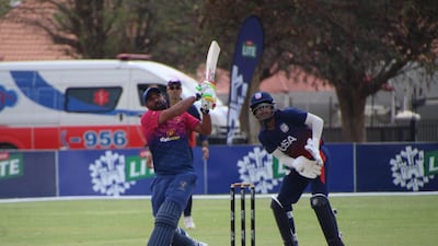 Asif Khan made a half century during the UAE's run chase against the United States in Windhoek. Photo: ECB