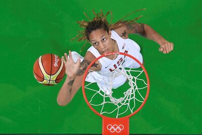 Griner goes up in the Women's Gold Medal Game, USA v Spain in Rio de Janeiro, Brazil, 2016. Reuters