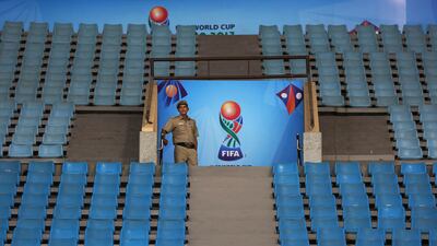 The 56,000-capacity Jawaharlal Nehru Stadium where India will begin their campaign against the United States on Friday. Altaf Qadri / AP Photo