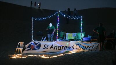 Abu Dhabi, United Arab Emirates - The stage is set up for the band to begin. Khushnum Bhandari for The National