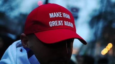 A main in London taking part in a rally in solidarity with protesters in Iran. Getty Images
