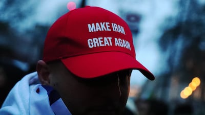 A main in London taking part in a rally in solidarity with protesters in Iran. Getty Images