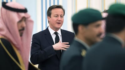 British prime minister David Cameron attends a ceremony with dignitaries and leaders from around the world to offer their condolences to King Salman on January 24, 2015 at the death of his half-brother, King Abdullah. Yoan Valat/AFP Photo