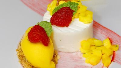 Yogurt cream and mango salsa. Victor Besa for The National