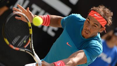 Rafael Nadal of Spain on his way to victory over Viktor Troicki of Serbia at the ATP tennis tournament in Stuttgart, Germany. EPA