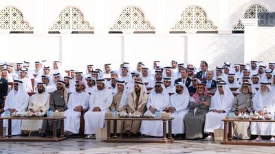 Dignitaries attend the Sandooq Al Watan Award Ceremony, during a Sea Palace barza. Ryan Carter for the Ministry of Presidential Affairs