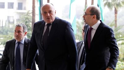 Egyptian foreign minister Sameh Shoukri arrives to attend the Arab League foreign ministers meeting at the Jordanian foreign ministry in Amman, Jordan, on January 6, 2018. Ahmad Abdo / EPA