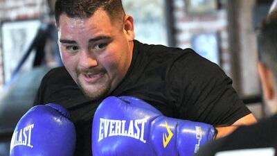 Andy Ruiz Jr works in the ring during a media day workout for his April 20 fight against Alexander Dimitrenko, at Fortune Gym in Los Angeles, California. Getty Images