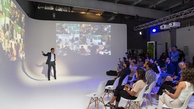 Sachin Kansal, Uber’s global head of safety, addresses the media at the launch of the company's new "safety toolkit" in Dubai.