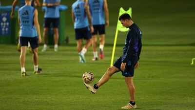 Argentina's coach Lionel Scaloni oversees his team training session. AFP