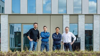Zhong Xu (second from right), co-founder and chief executive of Deliverect, with other team members. Courtesy Deliverect
