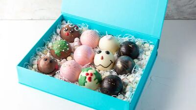 Christmas Hot Chocolate Bombs by Not Just Desserts, Dh204, Joi Gifts. Photo: Not Just Desserts
