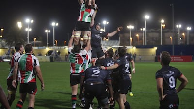 Abu Dhabi Harlequins and Abu Dhabi Saracensplay a January match at Zayed Sports City in Abu Dhabi. Ravindranath K / The National file