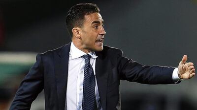 Guangzhou Evergrande manager Fabio Cannavaro instructs his side during their 2-1 loss in their Asian Champions League last 16 first leg match against Seongnam on Wednesday. Jeon Heon-kyun / EPA / May 20, 2015