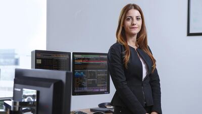 Christiane Nasr of Credit Agricole Private Banking in Maze Tower on Sheikh Zayed Road. Antonie Robertson / The National