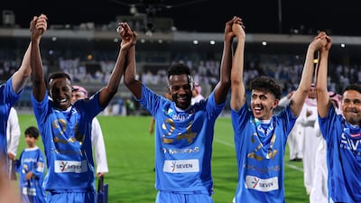 Al Hilal's players celebrate after winning their 19th Saudi Pro League title. Getty Images