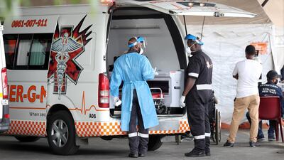 Health workers at the Steve Biko Academic Hospital in Pretoria, South Africa, January 11. Reuters