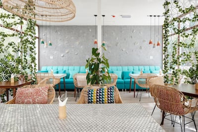 The eatery has a cool and colourful interior