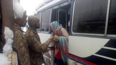 Buses and vans were trapped alongside private cars. EPA