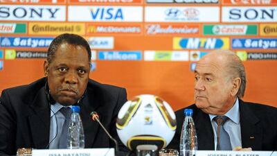 Fifa acting president Issa Hayatou, left, will lead an extraordinary meeting on Tuesday without suspended president Sepp Blatter in attendance. EPA/GEORGI LICOVSKI