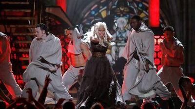 Nicki Minaj performs at this year's Grammy Awards in Los Angeles.