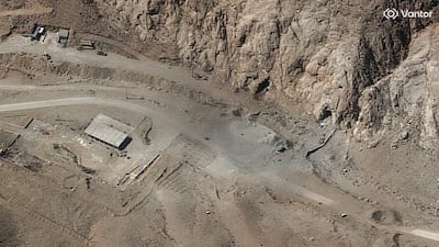 A satellite image shows tunnel entrances at Iran's Isfahan complex. Reuters