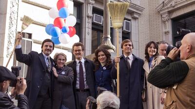 From left, Oscar Isaac, Angela Pietropinto, Josh Salatin, Jessica Denson, Michael Stahl-David and Carla Quevedo in Show Me a Hero. Paul Schiraldi / Courtesy HBO