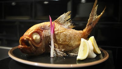 The Kinme-Dai dish. It is a Golden Eye snapper grilled whole in sea salt. Lee Hoagland / The National